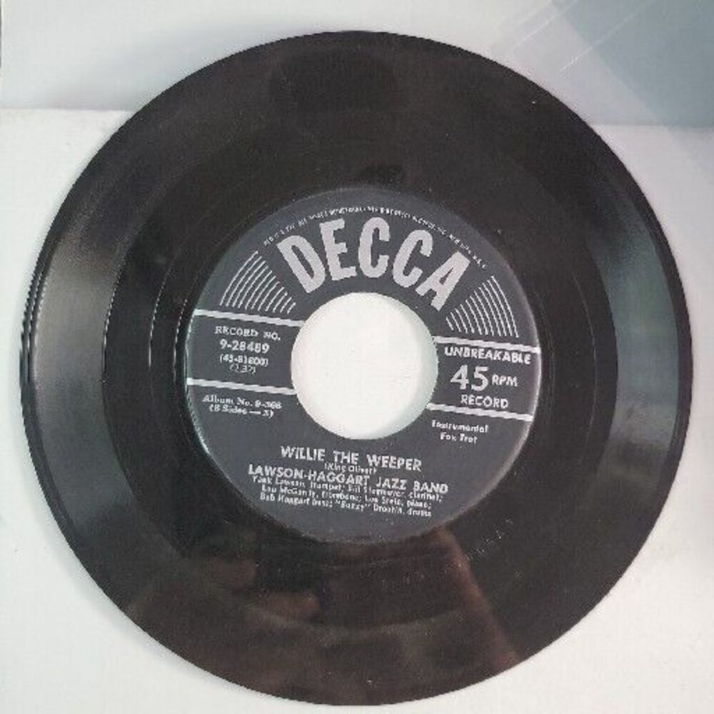 Willie The Weeper Lawson-Haggert Jazz Band 45RPM Foxtrot DECCA Canal Street Blue